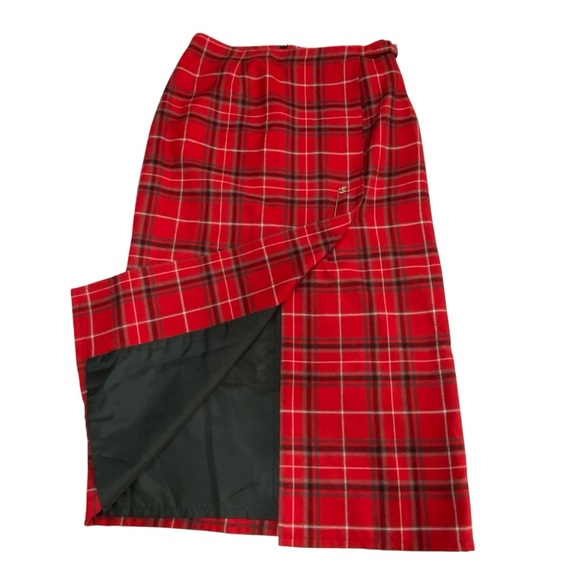 Crazy Horse Plaid Long Red Black Lightweight Maxi Skirt - Women’s 10 - Picture 5 of 10